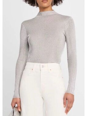 Reformation Silver Metallic Turtleneck Sweater